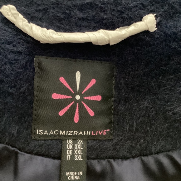 NWOT ISAAC MIZRAHI LIVE WOMAN  PLUS 2X LONG NAVY COAT NOTCH COLLAR - Picture 11 of 13